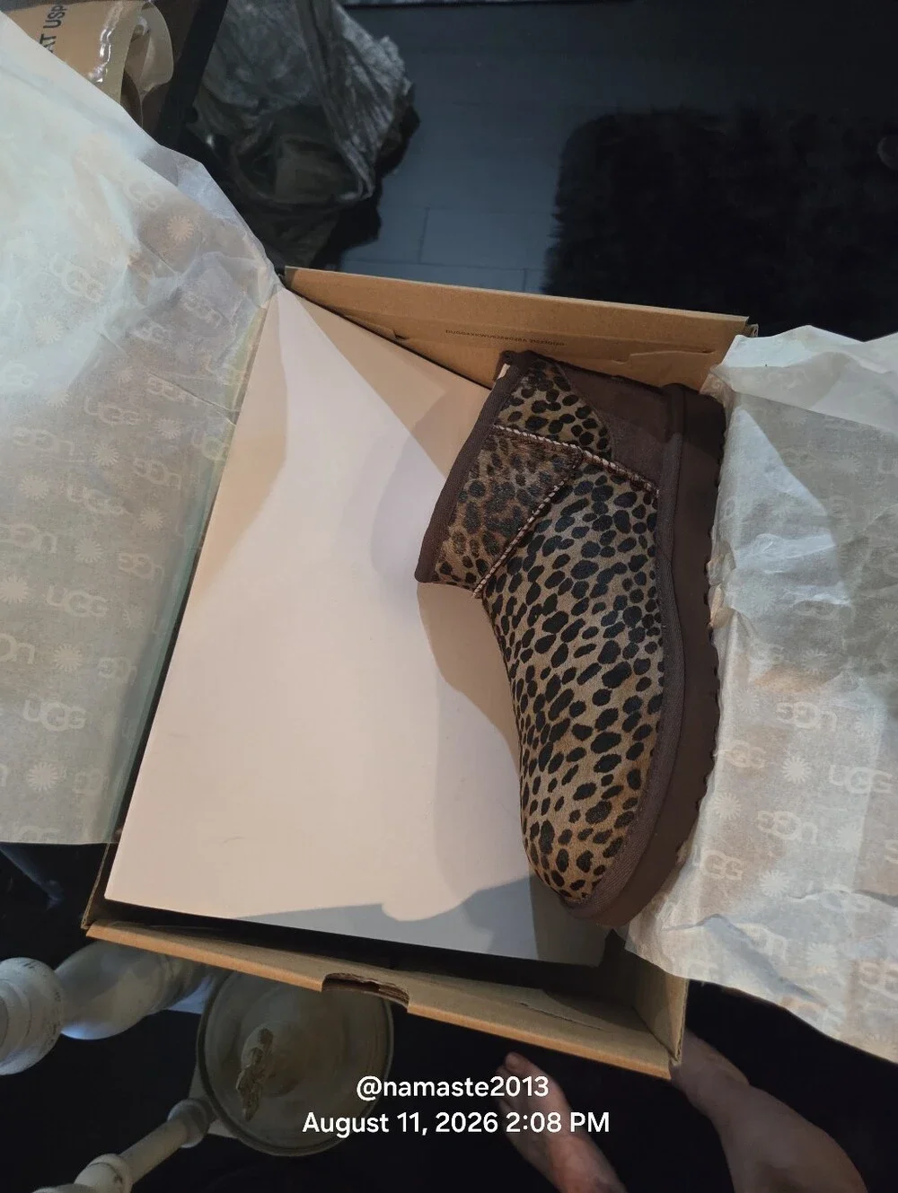 Ugg Classic Ultra Mini Caspian Boot Leopard Print Calf Hair Designer #805